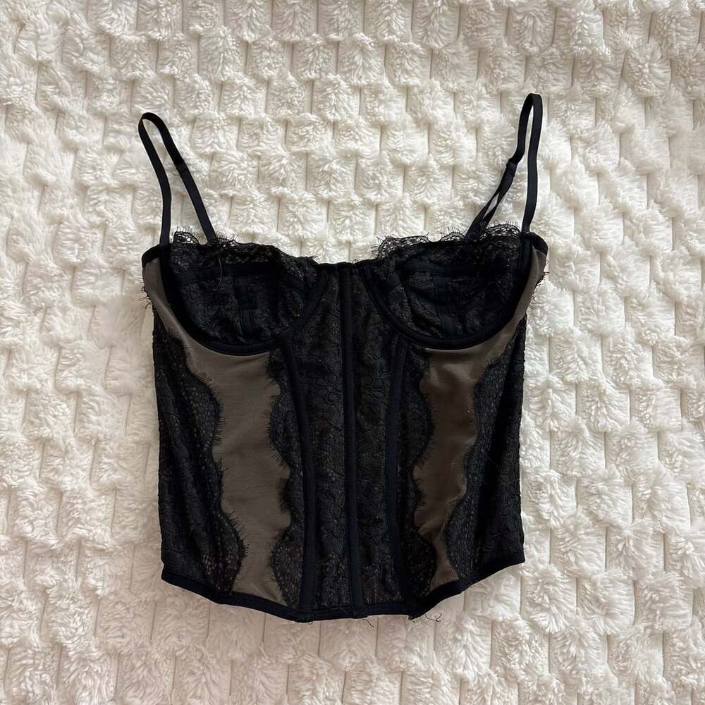 Out From Under Urban Outfitters Black Lace Mesh Corset Medium Halloween Costume - Picture 5 of 8